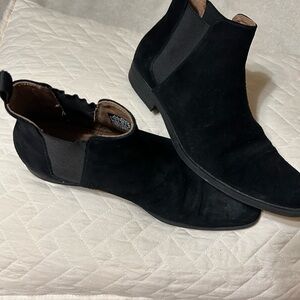 Black suede ALDO ankle boots.  Size 10.  Very little wear.